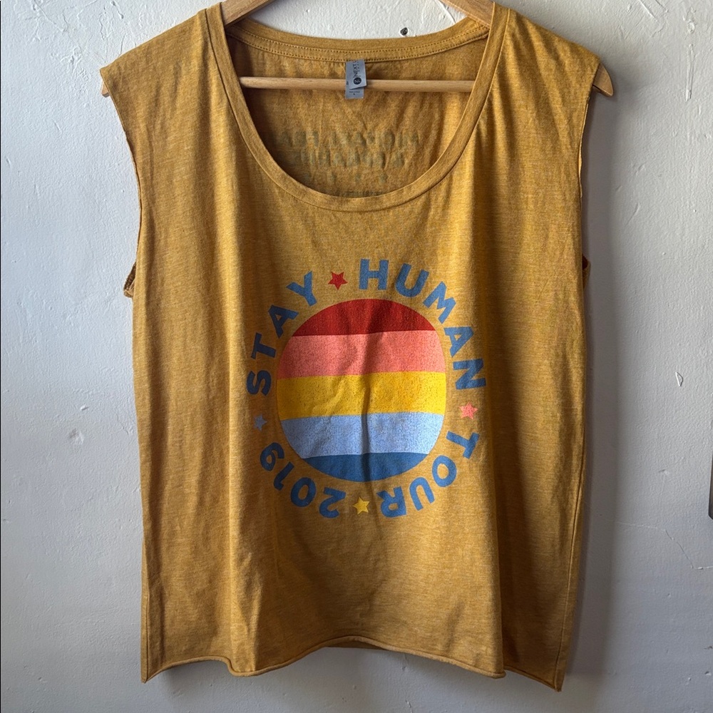 Michael Franti Stay Human Concert Tour 2019 Sleeveless Tee Shirt Large NWOT